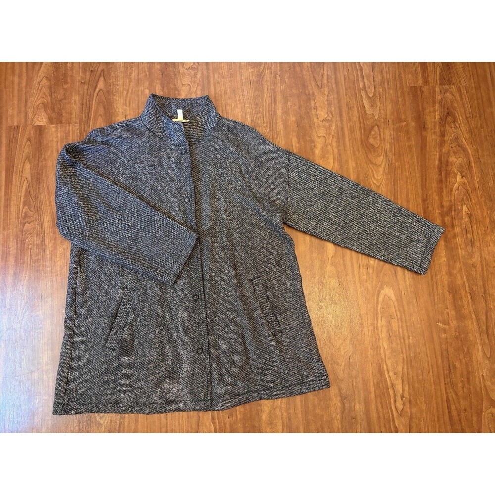 EILEEN FISHER 100% Organic Cotton Terry Stand Collar Snap Jacket Size Medium